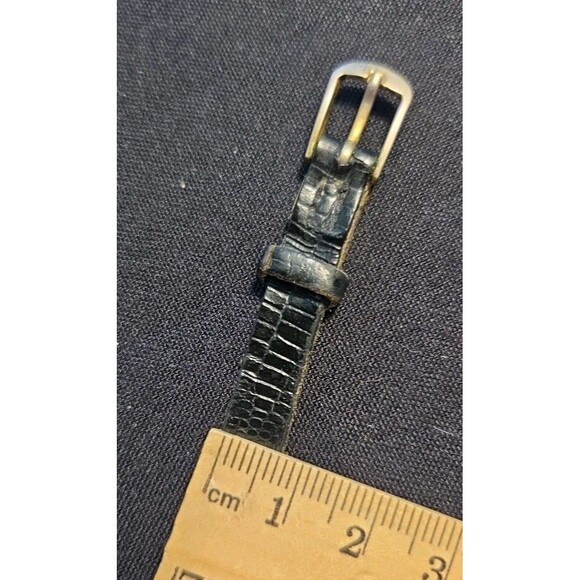 Ladies timex gold cased quartz watch with leather crocodile embossed black strap - Picture 7 of 9